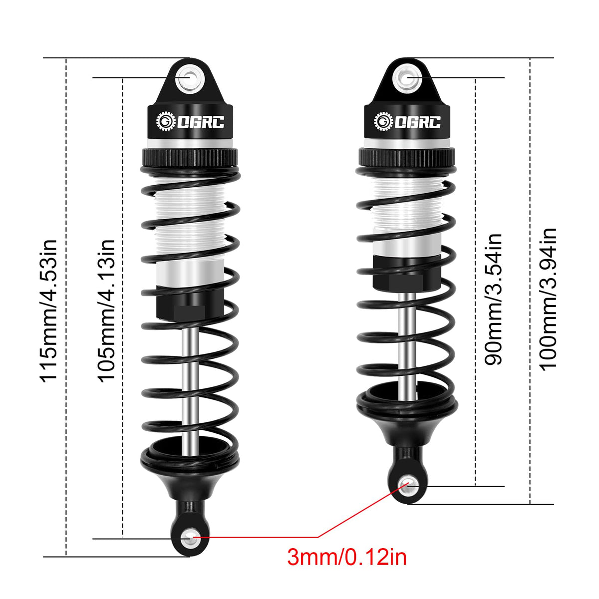 OGUNKE OGRC rear shock 21mm diameter for durable performance.