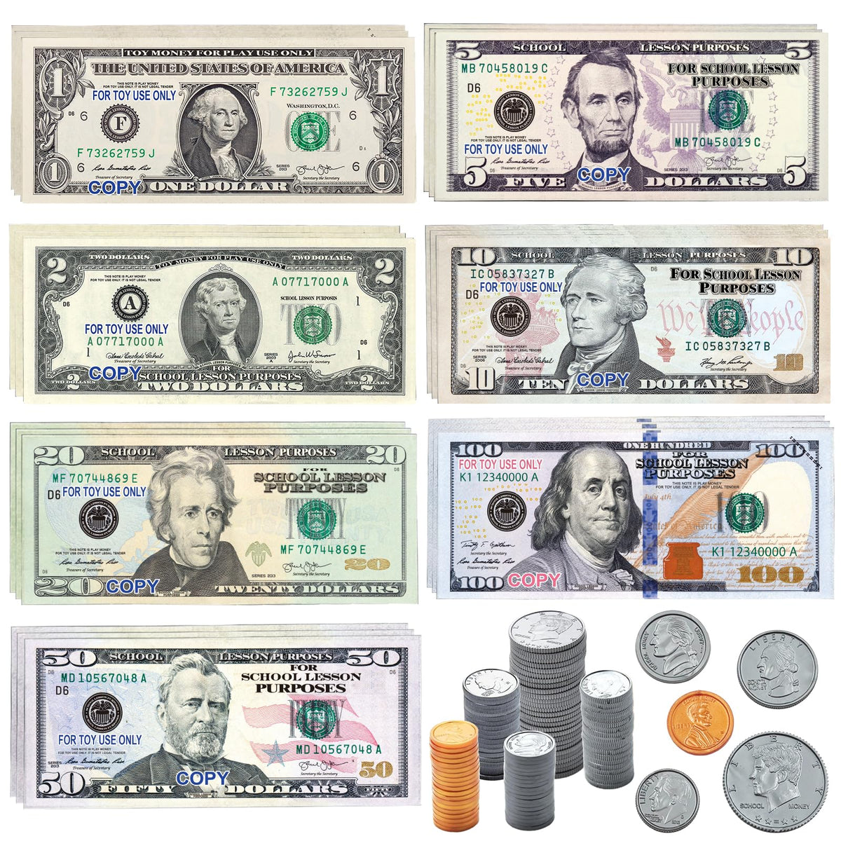 OHPROCS 360Pcs play money bills for kids, ideal for counting practice and pretend stores