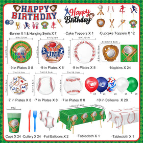 Oigco baseball plates 7-inch create a coordinated dessert setting.
