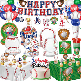 Oigco baseball plates 9-inch decorate the table with bold color.