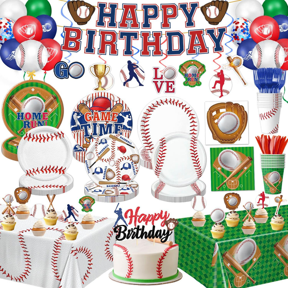 Oigco baseball plates 9-inch decorate the table with bold color.
