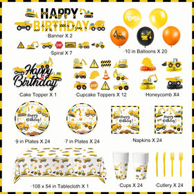 Oigco construction dessert plates 7-inch ideal for colorful sweets at kids' birthday celebrations