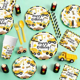 Oigco construction napkins and cups set adds color and simplifies cleanup.