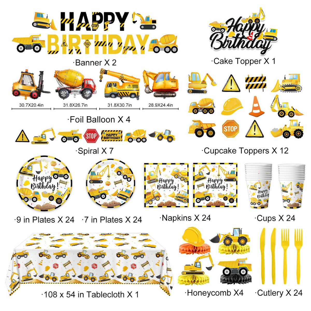 Oigco construction plates 7-inch for quick dessert servings with vivid graphics.