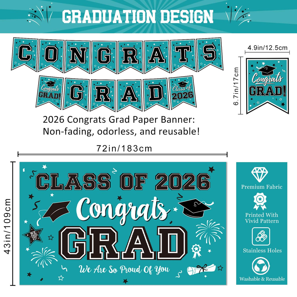 Oigco teal backdrop creates a reusable, impressive ceremony or party focal point.