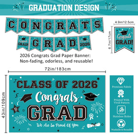 Oigco teal backdrop creates a reusable, impressive ceremony or party focal point.