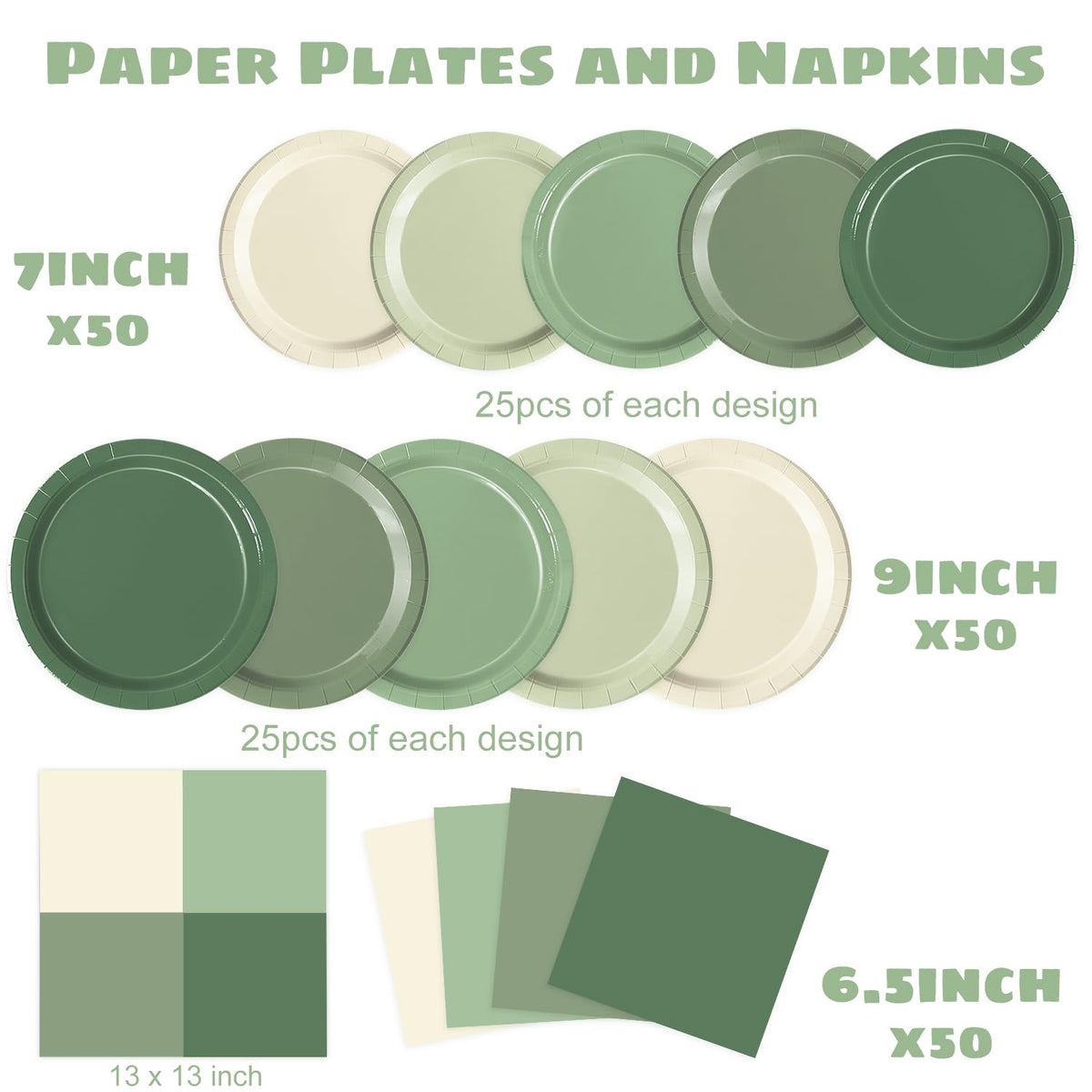 Oigco sage green 7-inch dessert plates add cohesive color to desserts.