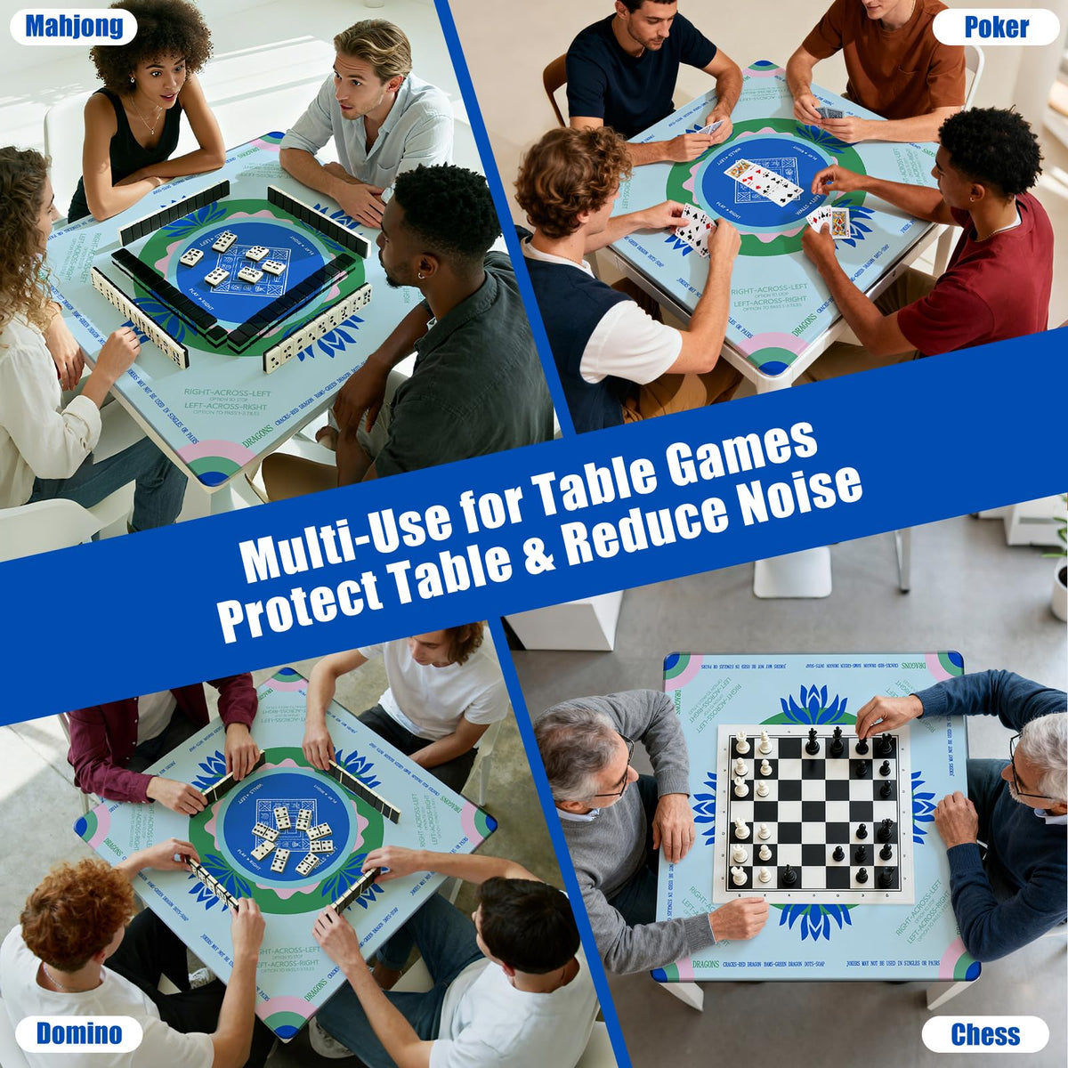 Oiikain Mahjong Mat 32-4-inch square size protects surfaces.