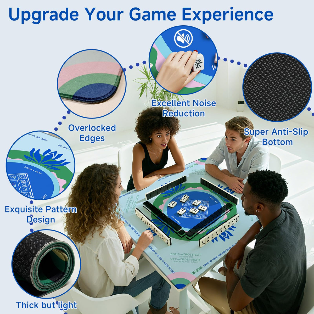 Oiikain Mahjong Mat easy-clean crease-resistant for quick setup.