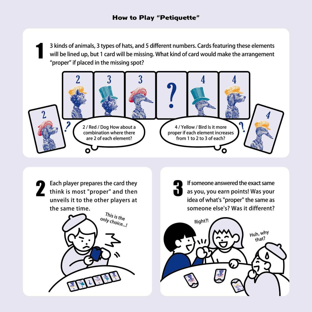 Oink Games Petiquette card game blue-red design brightens the table