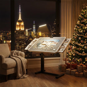OIRBOEUS jigsaw table illumination helps clear viewing in dim rooms.
