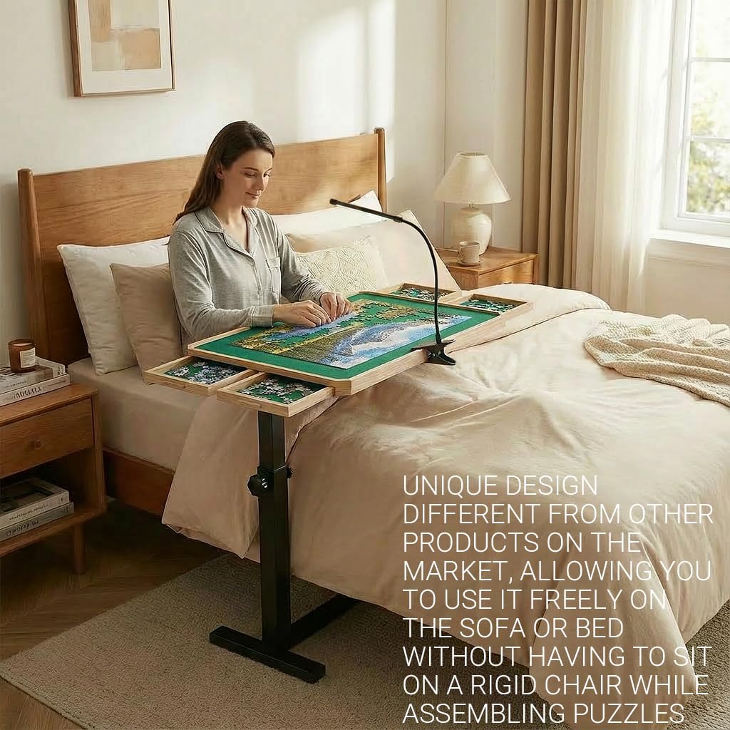 OIRBOEUS Puzzle Table features a 35.4 by 26.8 inch surface for large layouts.