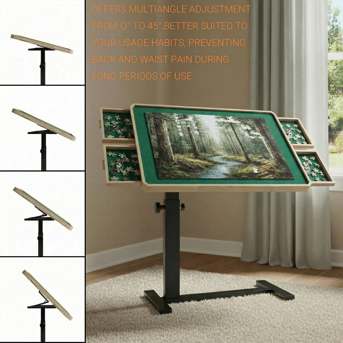 OIRBOEUS Puzzle Table with robust alloy legs for longevity.