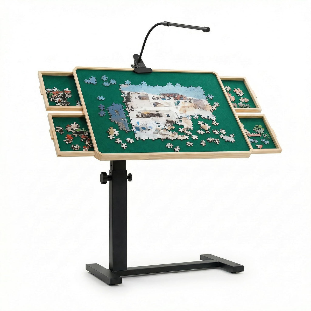 OIRBOEUS Puzzle Table with Four Drawers, organized workspace for long puzzle sessions.