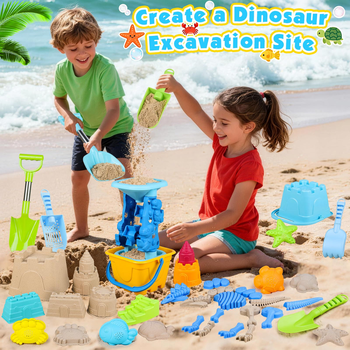 Oisacirg dinosaur water wheel adds interactive water and sand play