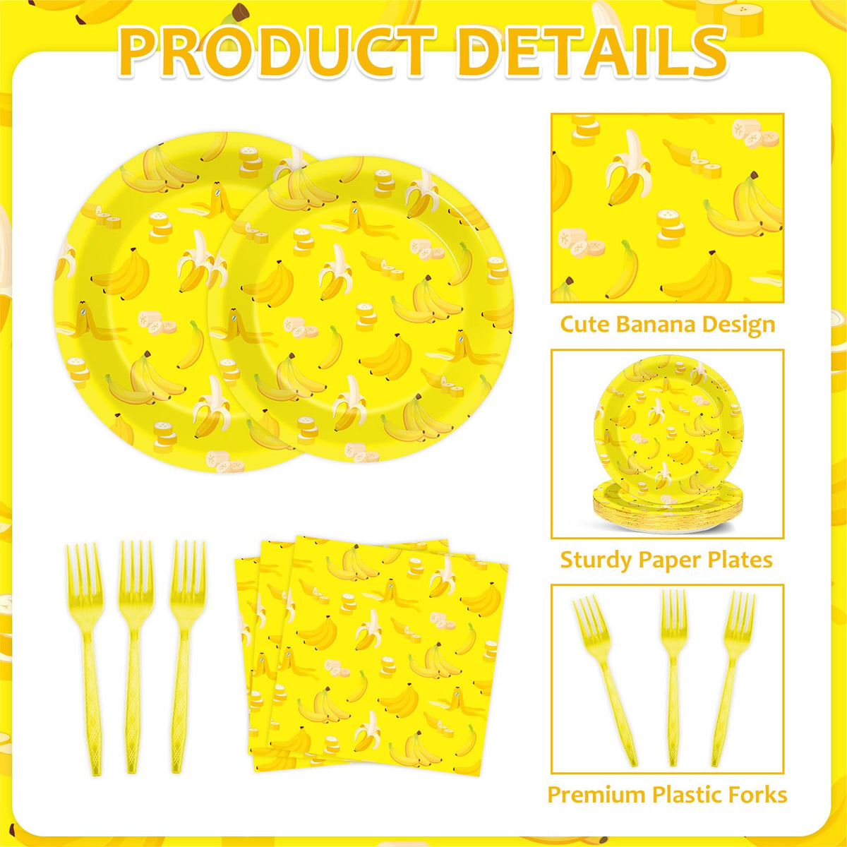 Oitnlaughter banana napkins 6.5 inch, absorbent and bright for festive table settings.