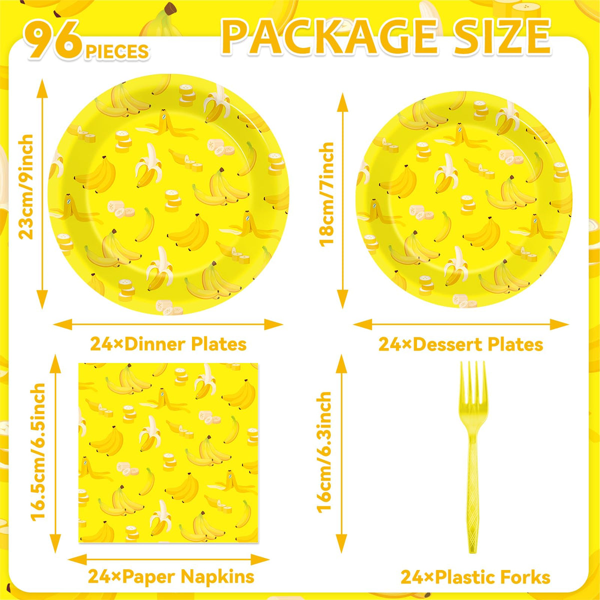 Oitnlaughter banana plates 7 inch close-up, perfect for kid-friendly party portions.