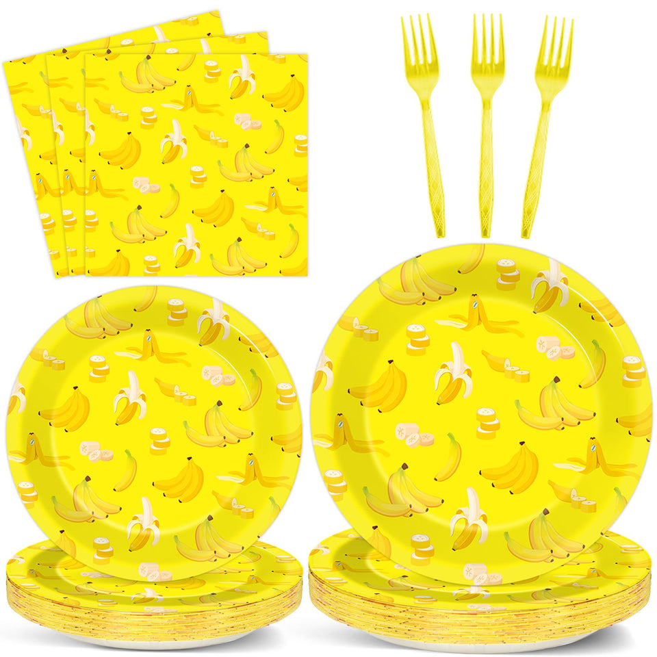 Oitnlaughter banana plates 9 inch close-up, sturdy dinnerware for fruits and snacks.
