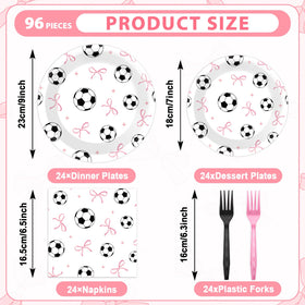 Oitnlaughter pink bow sports plates 7in, perfect for dessert moments