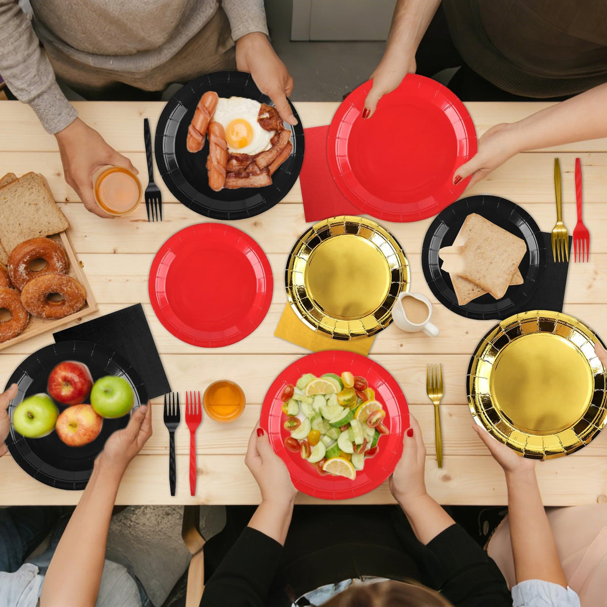 Oitnlaughter casino night tableware enhances theme nights with bold colors.