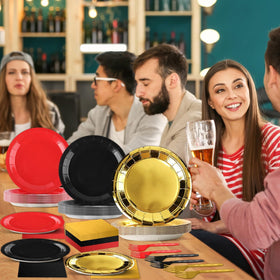 Oitnlaughter complete disposable set simplifies cleanup after celebrations.
