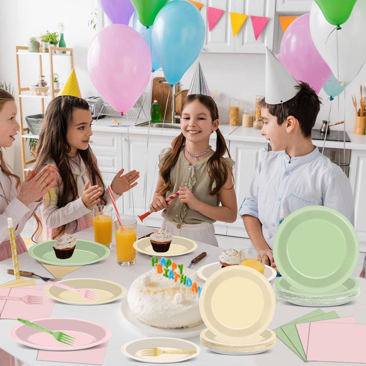 Oitnlaughter pink-green forks for easy service and cleanups during parties