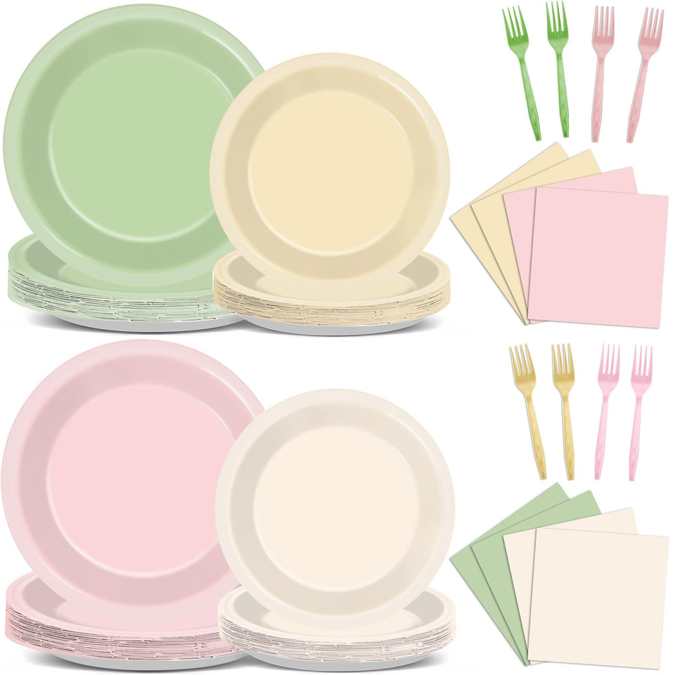Oitnlaughter pink and sage green 9in plates set for a chic boho tablescape