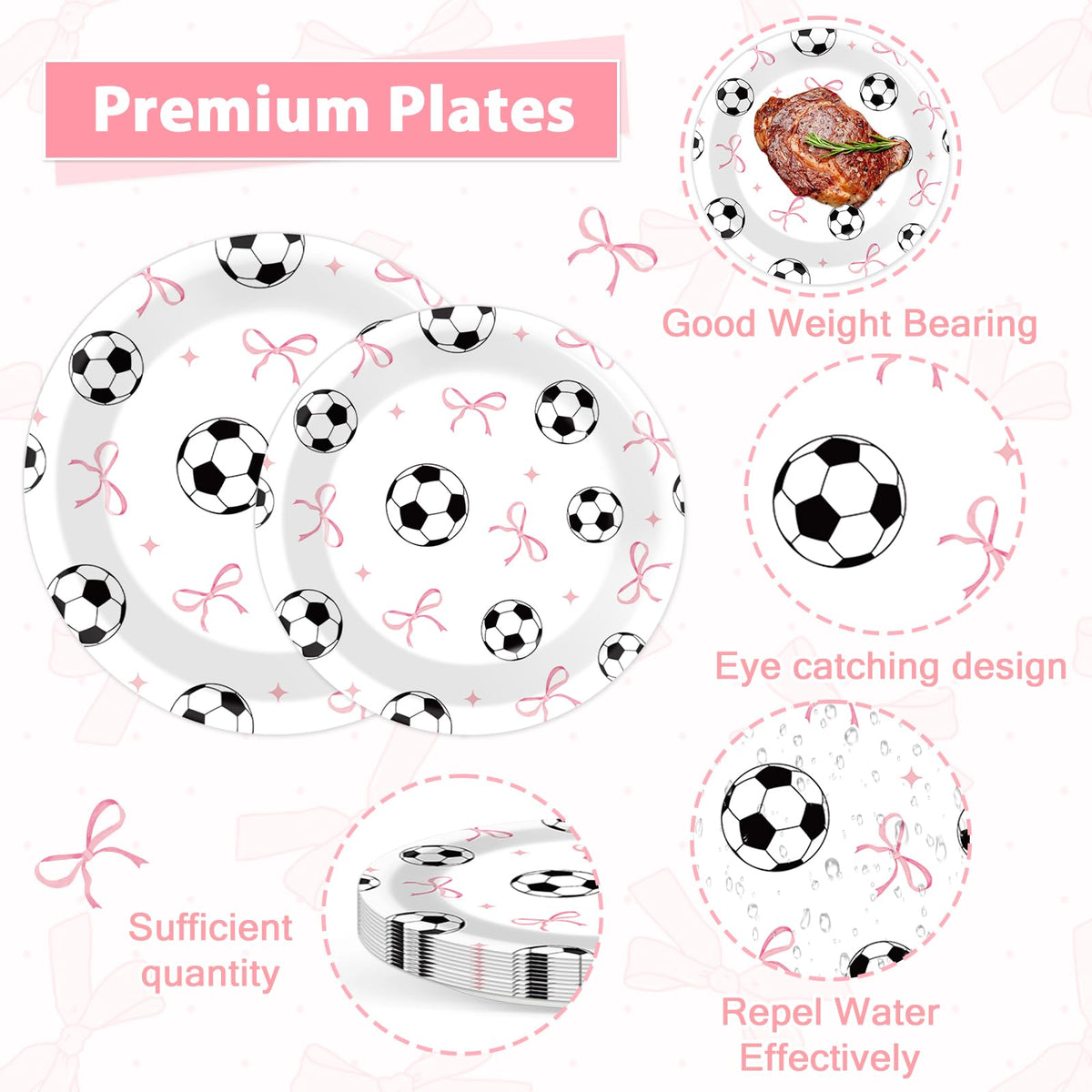 Oitnlaughter soccer bow napkins 6.5in, ideal for coordinating table decor