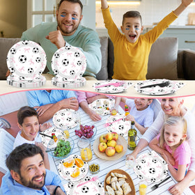 Oitnlaughter soccer bow party tableware collection for boy or girl birthday gatherings