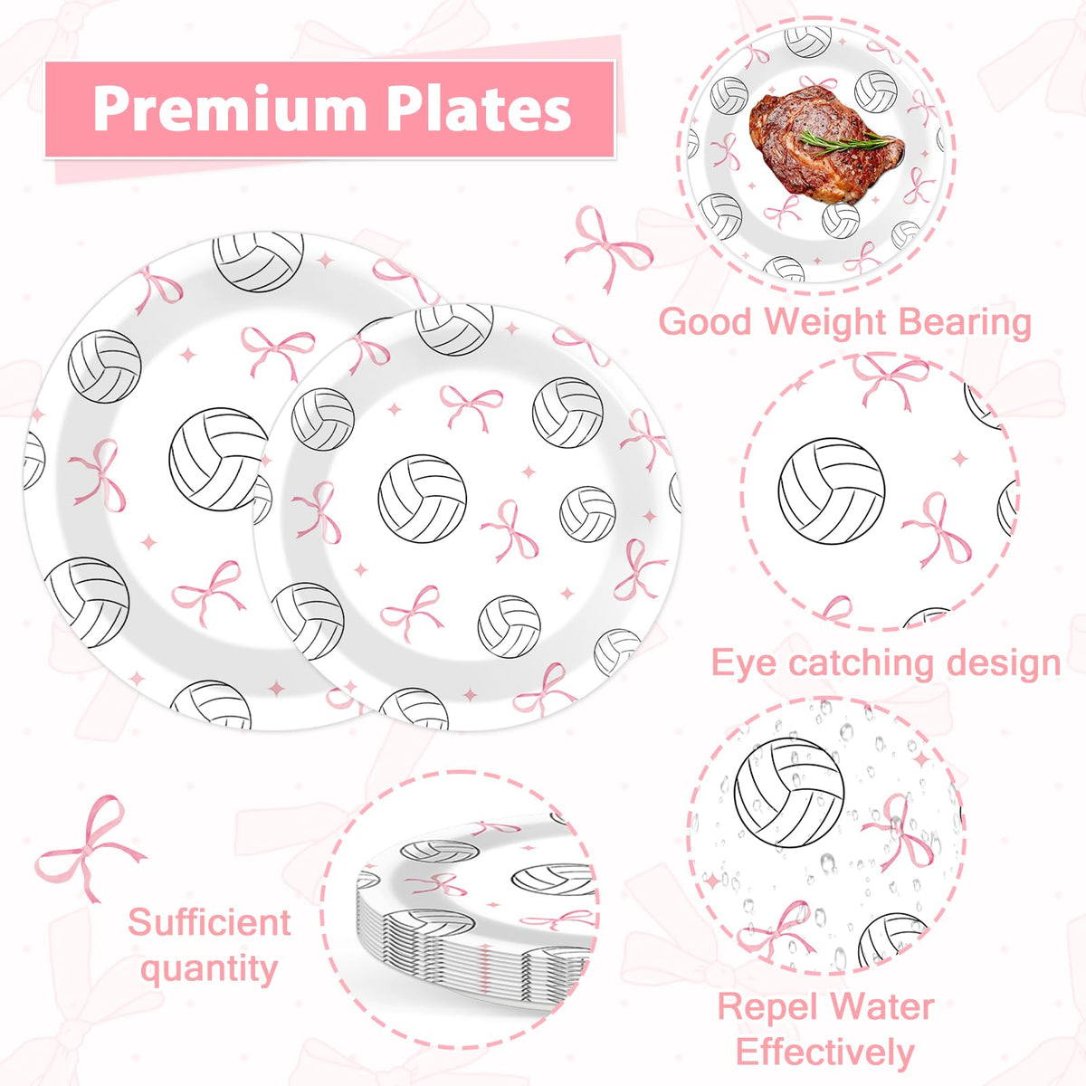 Oitnlaughter volleyball bow napkins 6-5in print elevates decor and cleanup.