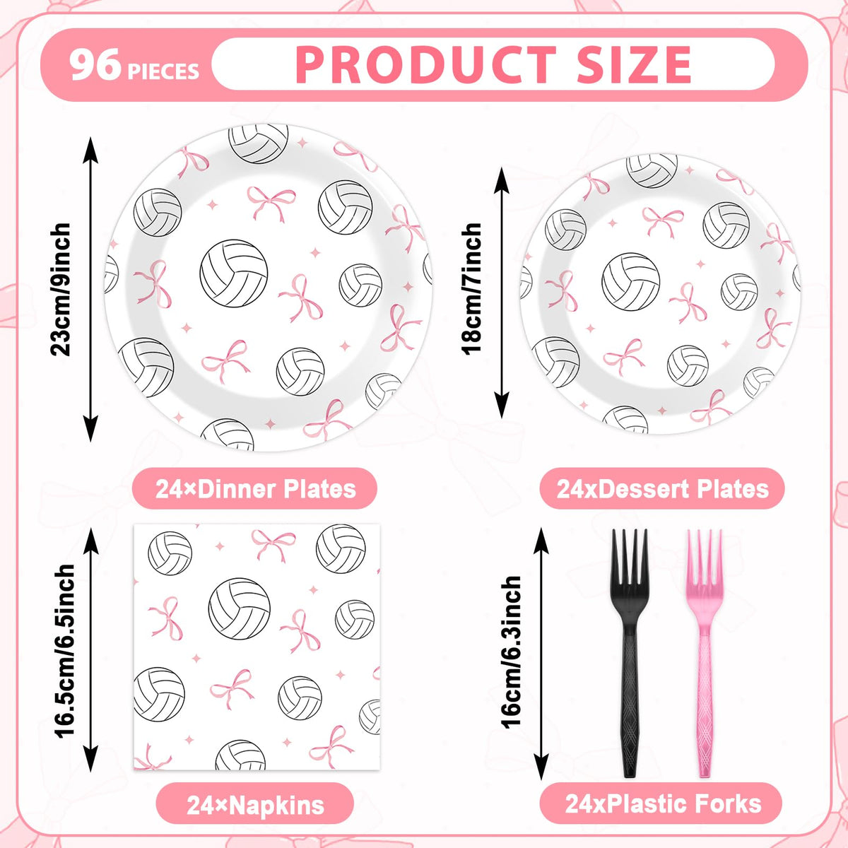 Oitnlaughter volleyball bow plates 7in ideal for desserts and snacks at events.