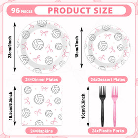 Oitnlaughter volleyball bow plates 7in ideal for desserts and snacks at events.