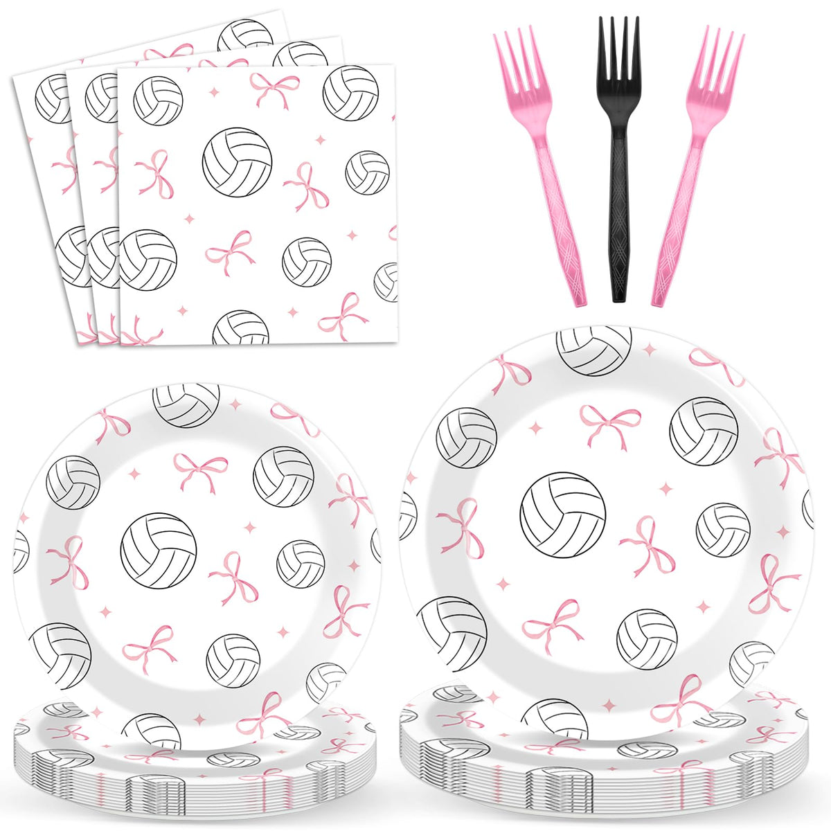 Oitnlaughter volleyball bow plates 9in shown for easy serving at a sports party.