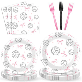 Oitnlaughter volleyball bow plates 9in shown for easy serving at a sports party.