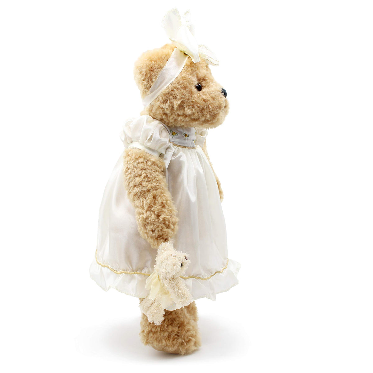 Oitscute teddy bear pink dress, cuddly companion for bedtime or playtime.