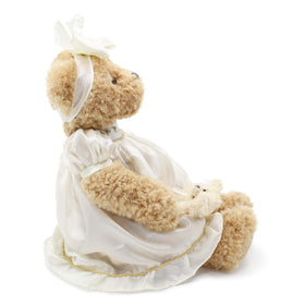 Oitscute teddy bear purple dress, a perfect birthday gift and keepsake.