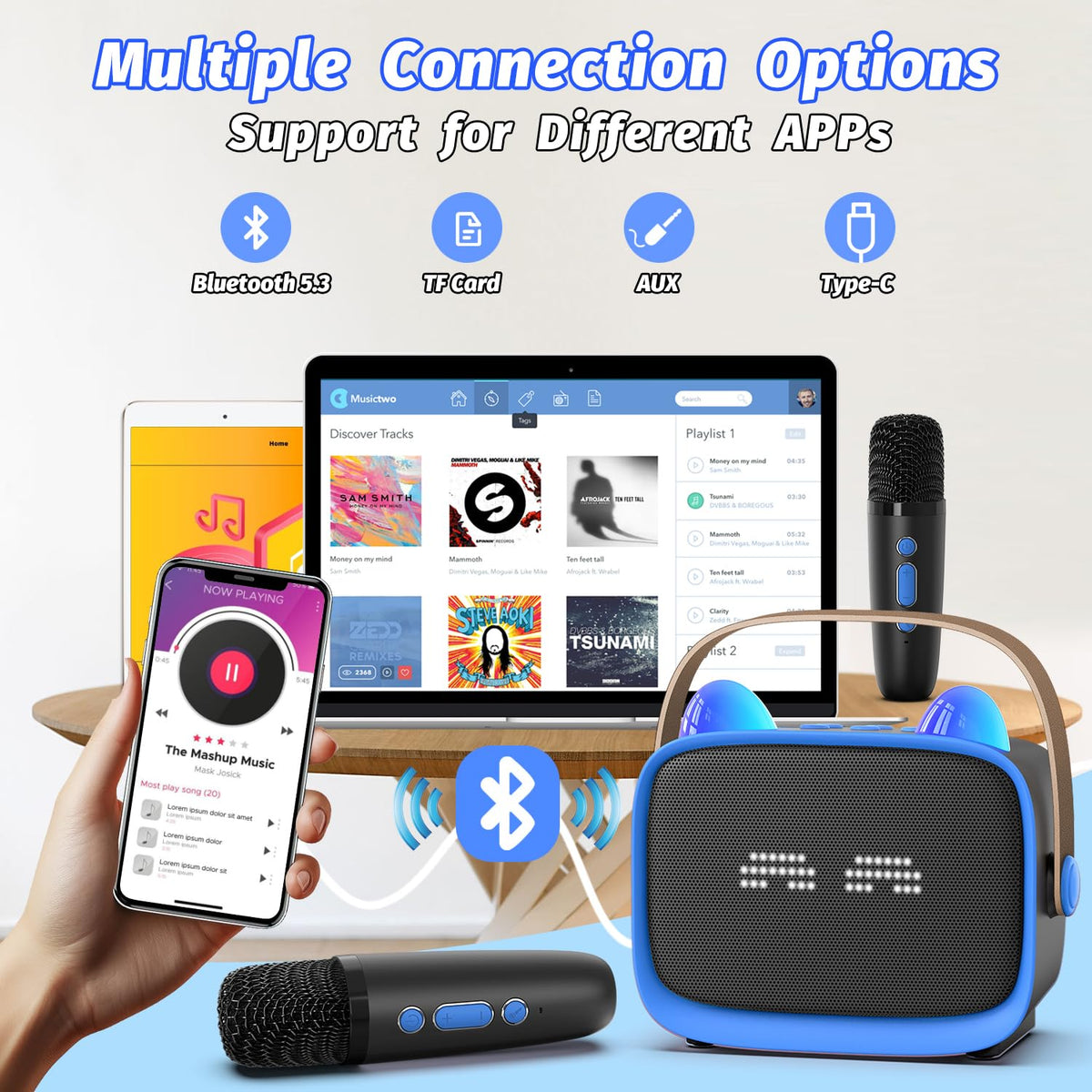 Okaloka blue Bluetooth 5.3 connection ensures smooth wireless streaming.