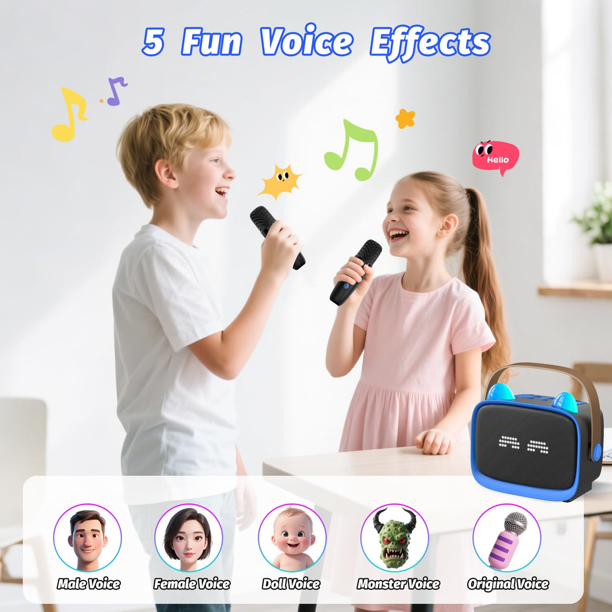 Okaloka blue portable design makes travel and car sing-alongs easy.