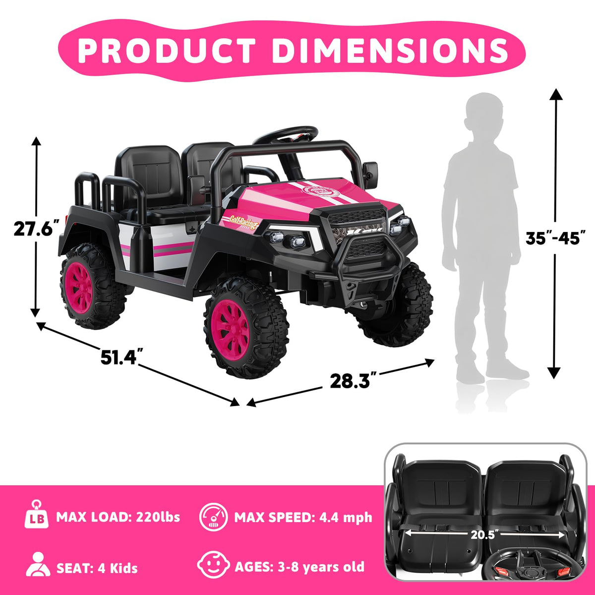 Okay Run LED lights illuminate nighttime adventures on the pink ride-on.