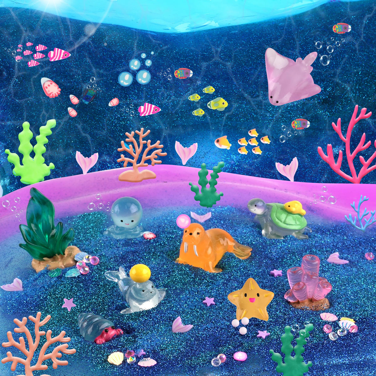 Okaybee deep sea creature charms add texture and curiosity during slime mixing