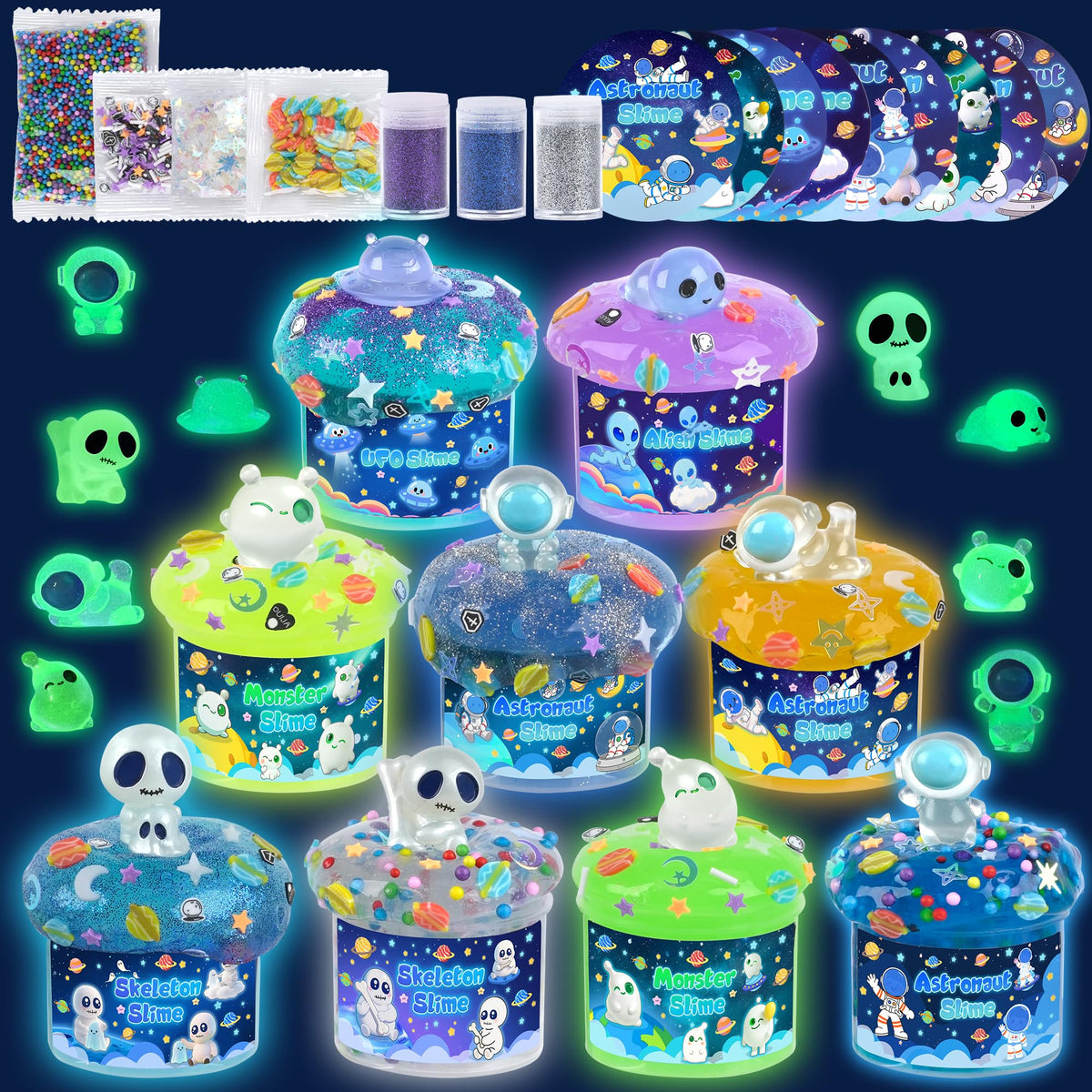Okaybee Galaxy slime with astronaut charms sparks imaginative space play and tactile exploration.