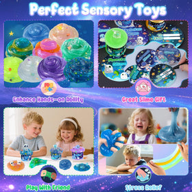 Okaybee Galaxy slime Moon Yellow color brightens sensory sessions and gift displays.
