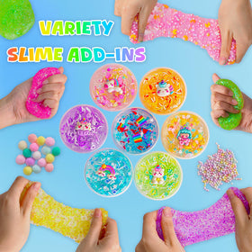 Okaybee 36-pack slime add-ins for endless texture and color customization.