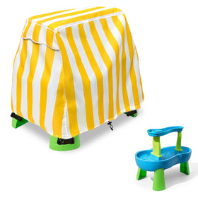 Okcool kids water table cover front view with wind-fastening snaps for secure outdoor use.
