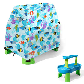 Okcool kids water table cover with striped pattern protects table from dust and leaves.