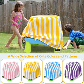 Okcool water table cover wind-fastening snaps securing the cover during breezy days.