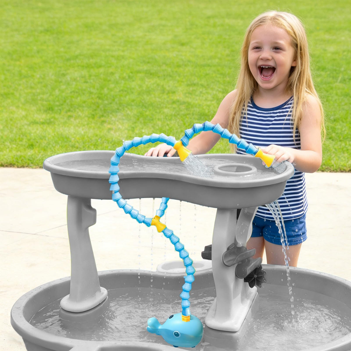 Okcool rechargeable water table pump delivering up to 8L/min flow for dynamic play