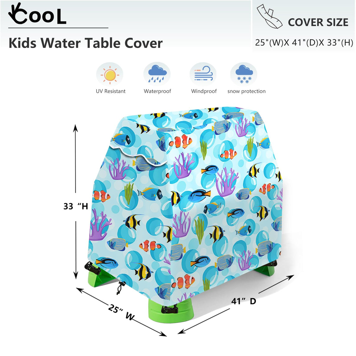 Okcool water table cover fits a 41x25x33 inch table for outdoor parks.