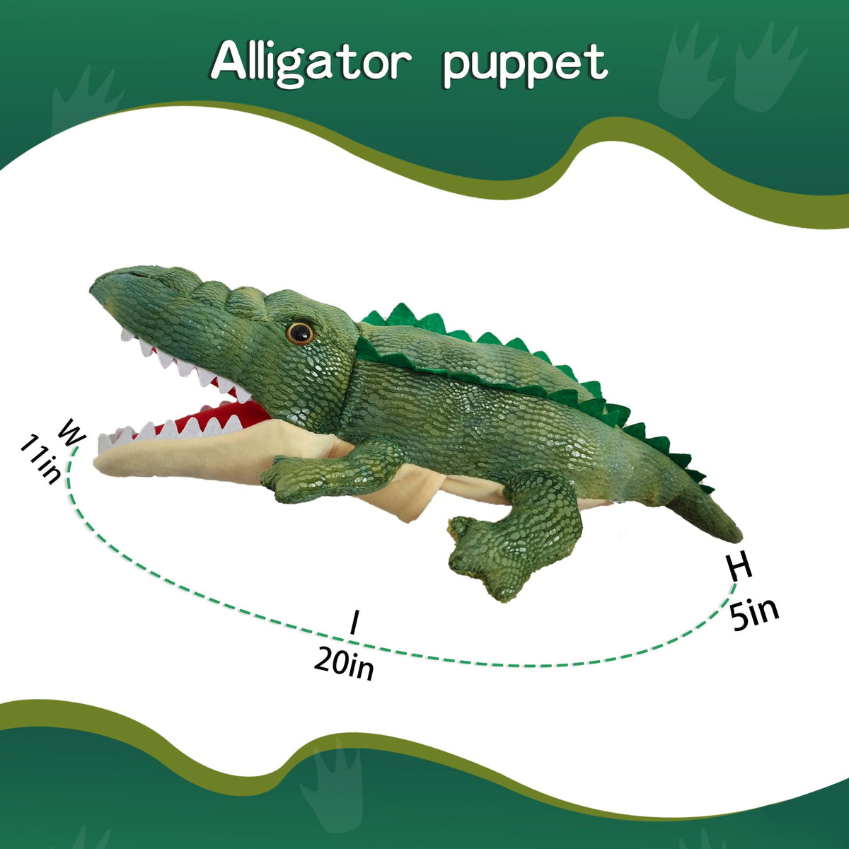 Okegztoa alligator puppet scales texture adds realistic visual appeal during play.