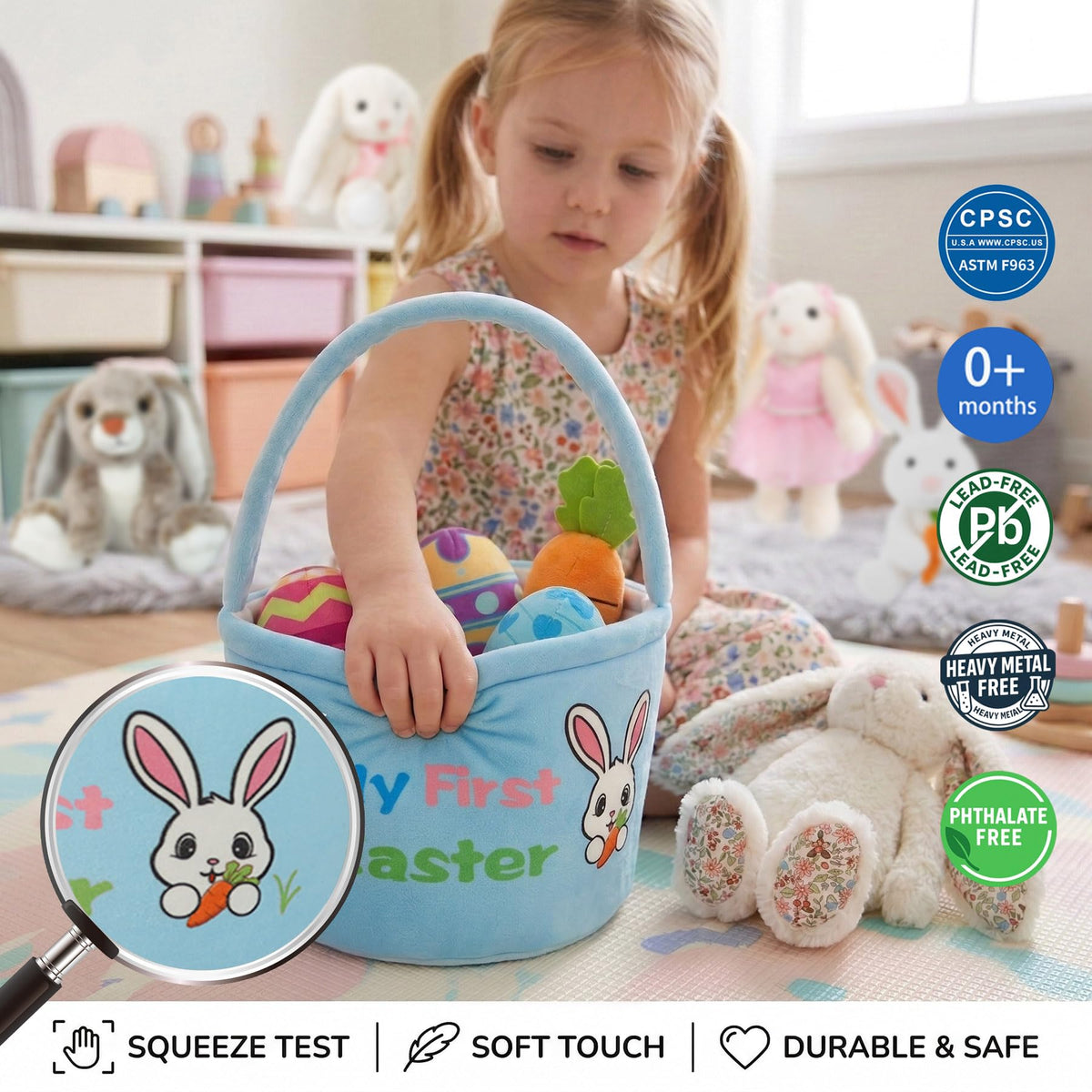 okegztoa Bunny Egg Plush 2 colorful egg for sorting and grasping